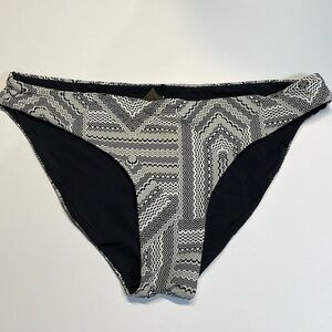 TiniBikini Black White Geometric Bikini Bottoms Womens Size L